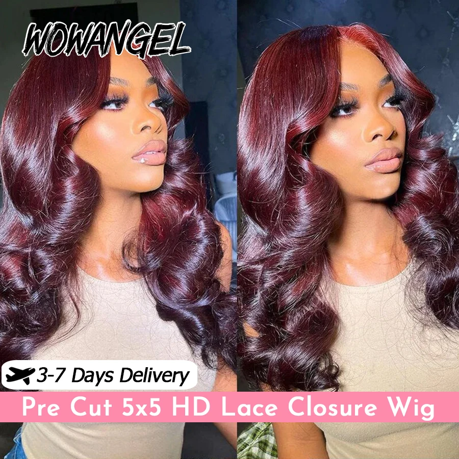 WOWANGEL Dark Burgundy Body Wave Human Hair Wigs Wear And Go Glueless 5x5 HD Lace Closure Wigs Pre Cut 99J Red Wigs For Women
WOWANGEL Dark Burgundy Body Wave Human Hair Wigs Wear And Go Glueless 5x5 HD Lace Closure Wigs Pre Cut 99J Red Wigs For Women