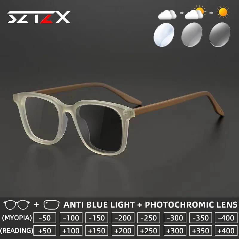 SZTZX Vintage Versatile Photochromic Blue Light Blocking Myopia Glasses Matte Rectangle Progressive Prescription Reading Glasses
SZTZX Vintage Versatile Photochromic Blue Light Blocking Myopia Glasses Matte Rectangle Progressive Prescription Reading Glasses