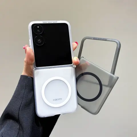 For Magsafe Matte Transparent Phone Case For Xiaomi Mix Flip 2 Magnetic Wireless Charging Shockproof Protective Back Cover