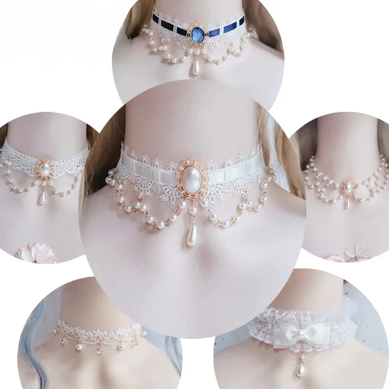 Lolita Necklace Vintage Gothic Rococo Style Wedding Princess Bowknot Lace Pearl Necklace Accessories
Lolita Necklace Vintage Gothic Rococo Style Wedding Princess Bowknot Lace Pearl Necklace Accessories
