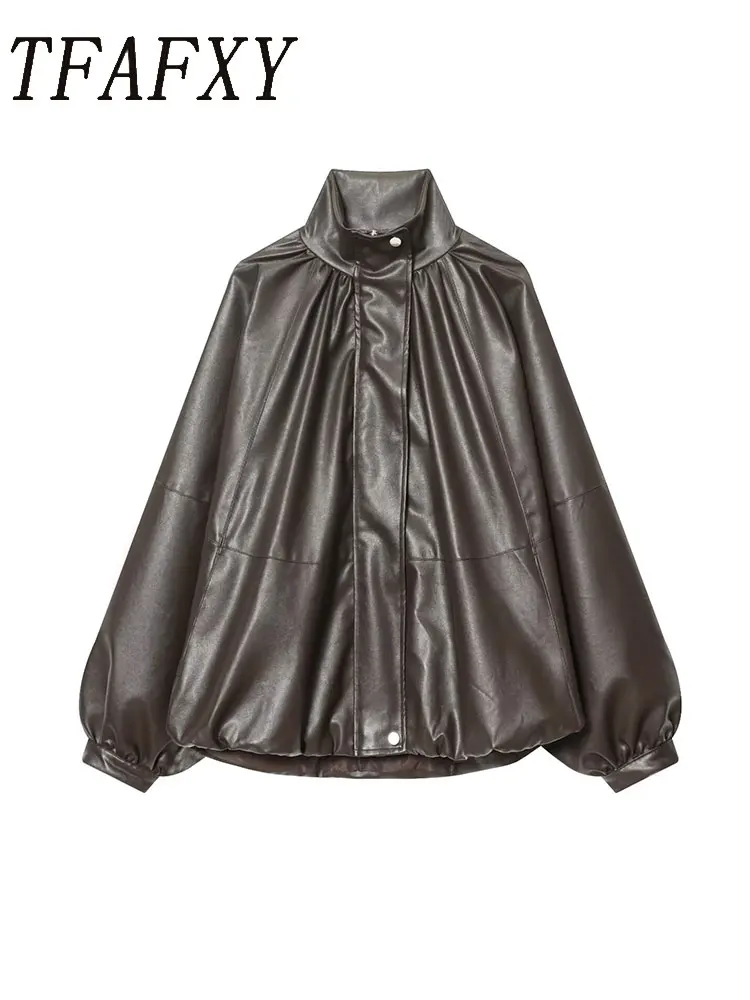 TFAFXY женская свободная куртка из искусственной кожи, осень 2021, куртки-стойки с длинными рукавами, пальто большого размера, женская верхняя одежда Y2K
TFAFXY женская свободная куртка из искусственной кожи, осень 2021, куртки-стойки с длинными рукавами, пальто большого размера, женская верхняя одежда Y2K