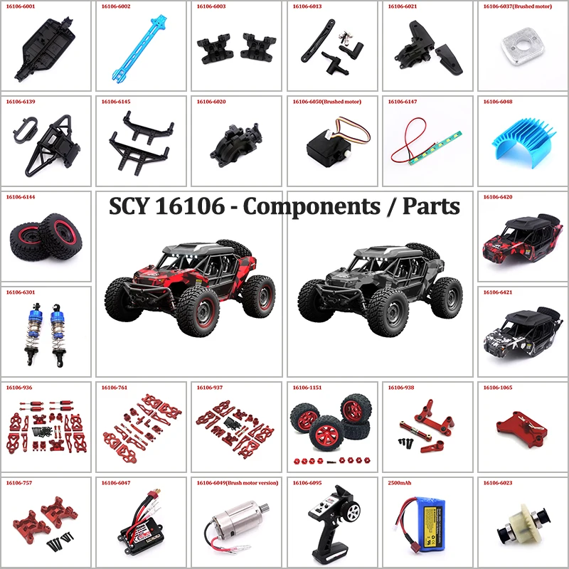 SCY 16106 Remote Control Parts Metal upgrade spare parts Gear Bearing Traction Bar Steering Cup Swing Arm Tire Motor Car Shell
SCY 16106 Remote Control Parts Metal upgrade spare parts Gear Bearing Traction Bar Steering Cup Swing Arm Tire Motor Car Shell