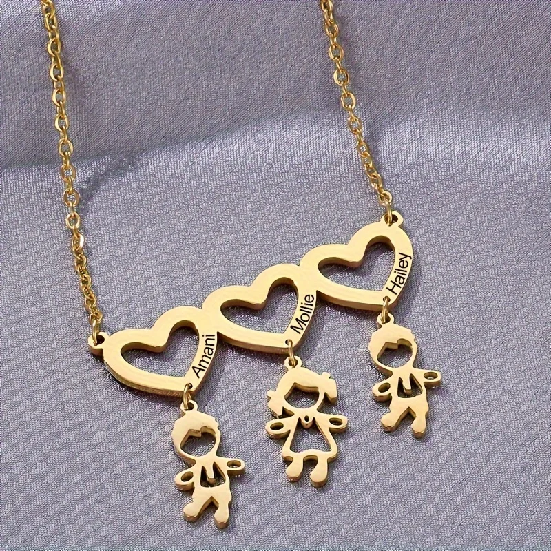 Customized Personalized Family Hollow Love Heart 3 Names Necklace 18k Gold Plated Stainless Steel Necklaces for Women Mom
Customized Personalized Family Hollow Love Heart 3 Names Necklace 18k Gold Plated Stainless Steel Necklaces for Women Mom