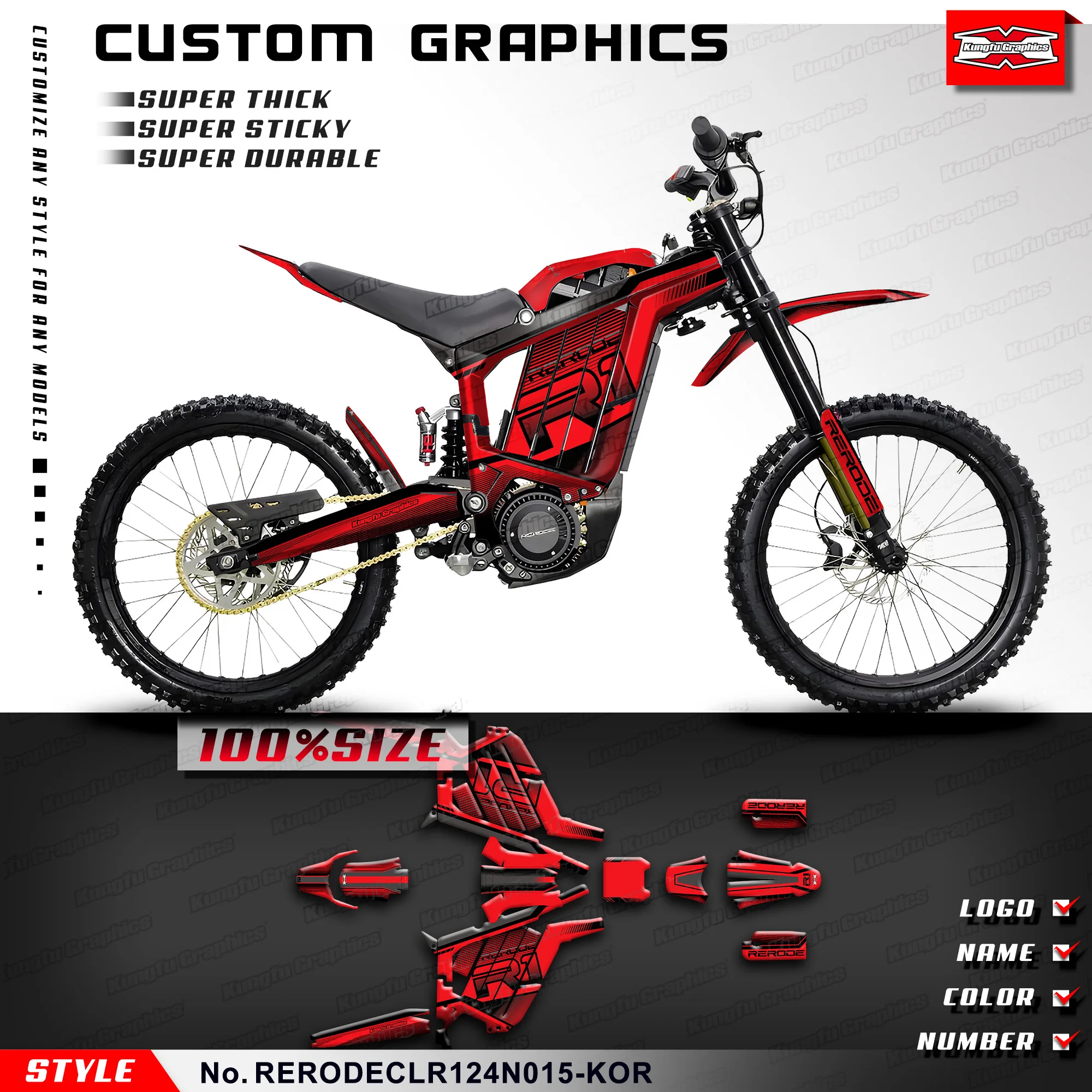 KUNGFU GRAPHICS Sticker Kit Motorcycle Decals for Rerode R1 R 1 Electric Dirt Bike, Accessory, RERODECLR124N015-KOR
KUNGFU GRAPHICS Sticker Kit Motorcycle Decals for Rerode R1 R 1 Electric Dirt Bike, Accessory, RERODECLR124N015-KOR