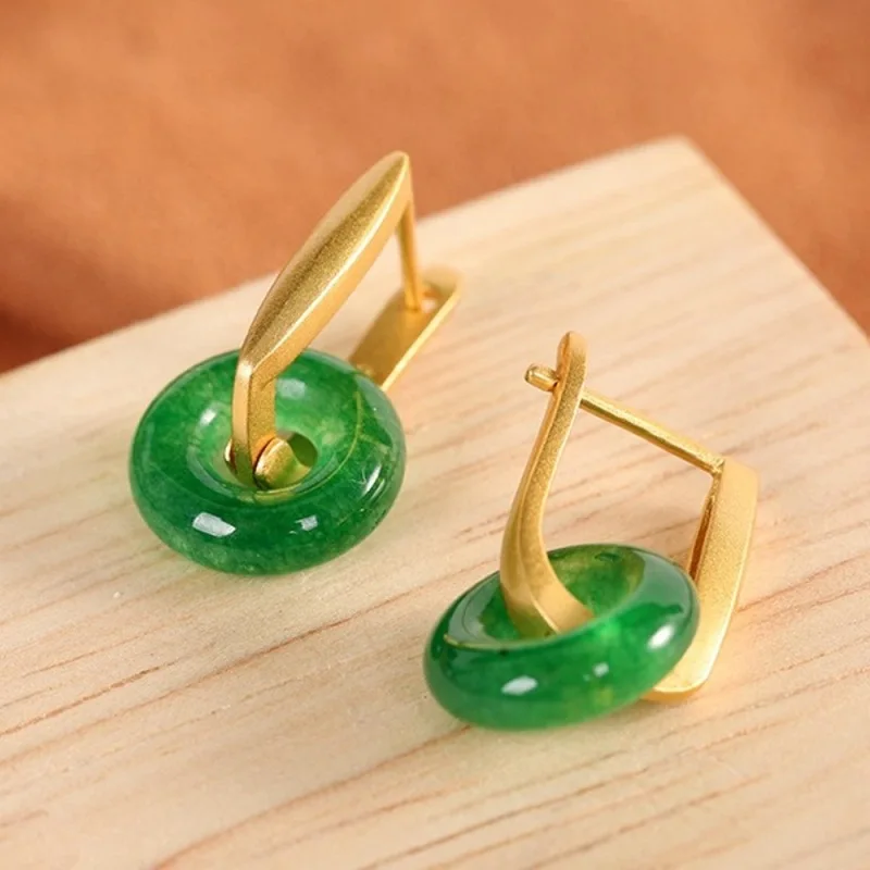 Real Solid 925 Sterling Silver Natural Jade Jadeite Women Lucky Gift Green Circle Dangle Earrings
Real Solid 925 Sterling Silver Natural Jade Jadeite Women Lucky Gift Green Circle Dangle Earrings