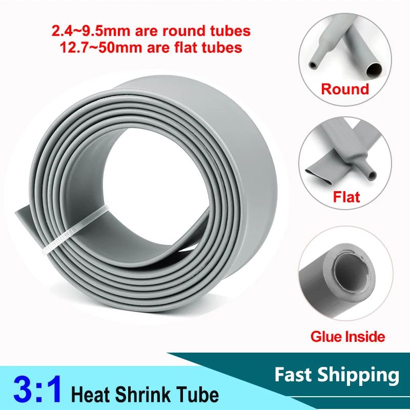 3:1 Grey Glue Heat Shrink Tube Dia. 2.4mm - 50mm Waterproof Cable Protector Adhesive Electrical Cables Case Heat Shrink For Wire
3:1 Grey Glue Heat Shrink Tube Dia. 2.4mm - 50mm Waterproof Cable Protector Adhesive Electrical Cables Case Heat Shrink For Wire