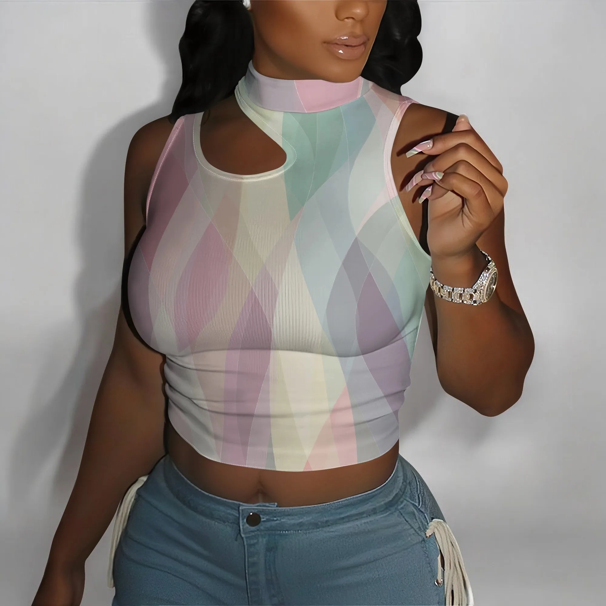 Crop Tops for Women Sexy Cut Out Tops Mock Neck Tank Top
Crop Tops for Women Sexy Cut Out Tops Mock Neck Tank Top