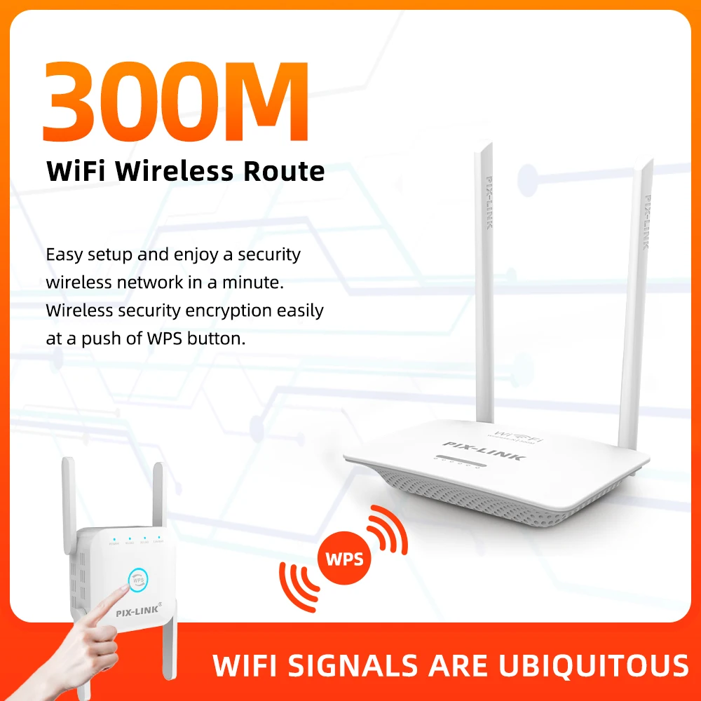 PIX-LINK WR07 300Mbps WiFi Router Wireless N 2.4GHz 4LAN 1WAN Ports WPA2 WPS Easy Setup Wifi Range Extender For Home Office
PIX-LINK WR07 300Mbps WiFi Router Wireless N 2.4GHz 4LAN 1WAN Ports WPA2 WPS Easy Setup Wifi Range Extender For Home Office