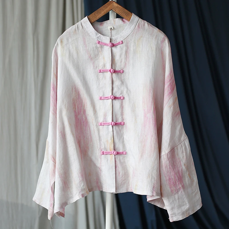 Chinese Style Women Long Sleeve Linen Shirt New 2025 Spring Vintage Print Stand Collar Loose Female Casual Tops Shirts M1584
Chinese Style Women Long Sleeve Linen Shirt New 2025 Spring Vintage Print Stand Collar Loose Female Casual Tops Shirts M1584