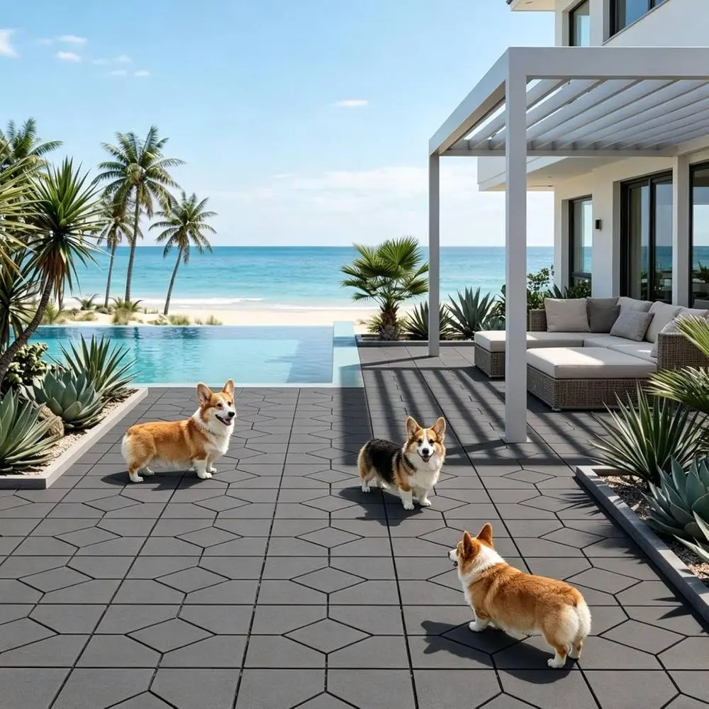44 Pcs Deck Tiles - Plastic Interlocking Patio looring, Waterproo & All Weather Outdoor Tiles or Patio, Garden & Balcony,Anti-Sl
44 Pcs Deck Tiles - Plastic Interlocking Patio looring, Waterproo & All Weather Outdoor Tiles or Patio, Garden & Balcony,Anti-Sl