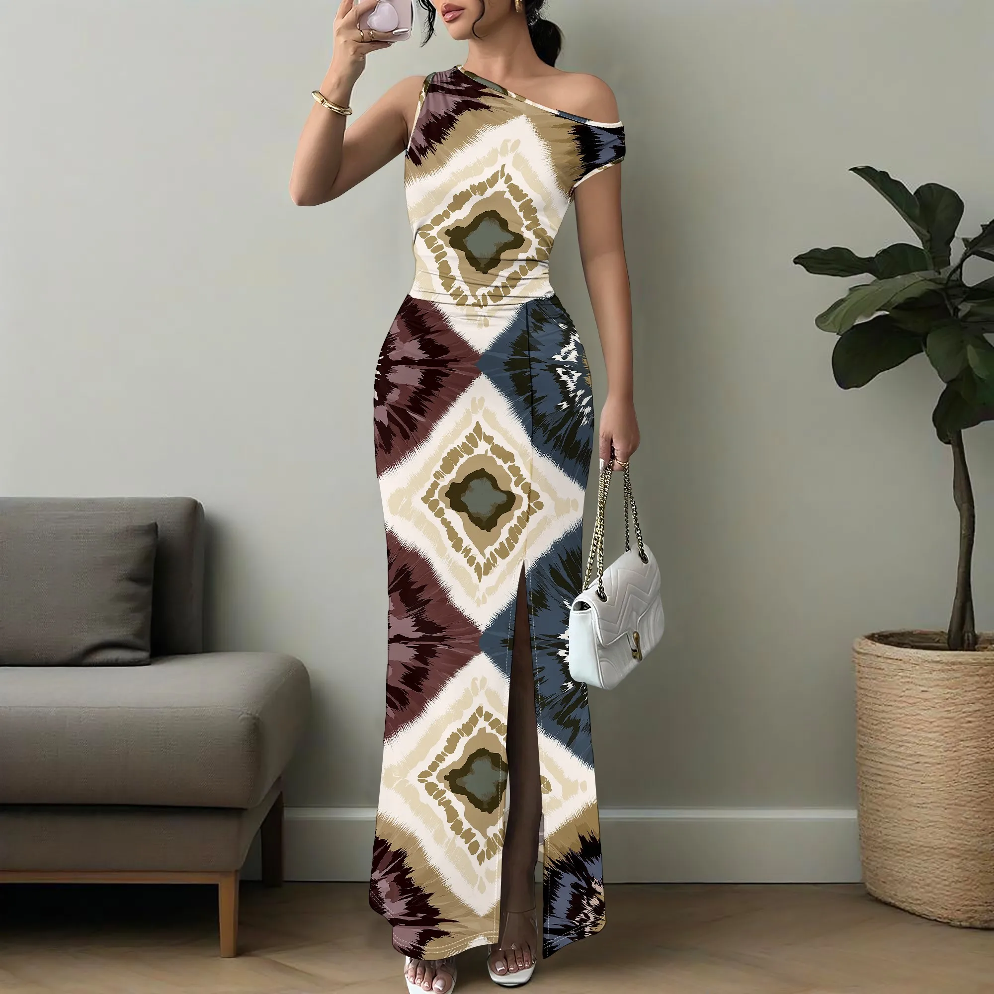 One-Shoulder Tie-Dye Women's Maxi Dress - Elegant Slit Design, Perfect for Summer & Evening Parties, XS-3XL
One-Shoulder Tie-Dye Women's Maxi Dress - Elegant Slit Design, Perfect for Summer & Evening Parties, XS-3XL