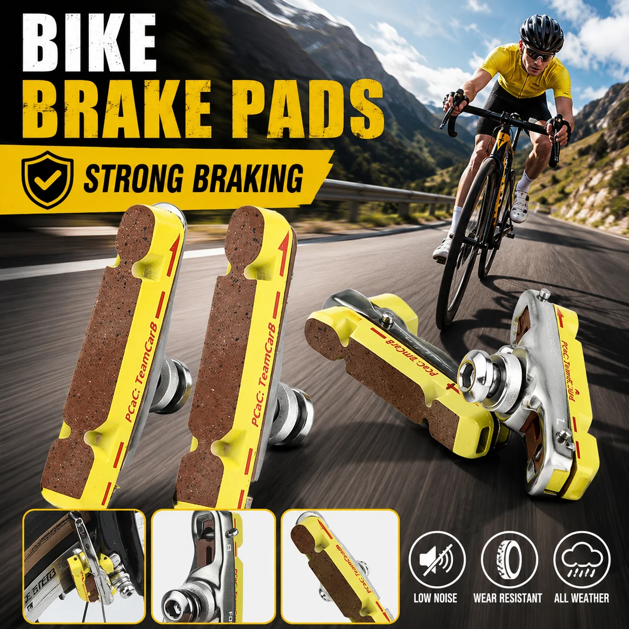 Road Bike Brake Pads Wear Resistant Low Noise Strong Braking Performance V Brake Blocks Replacement Road Bicycle Accessory
Road Bike Brake Pads Wear Resistant Low Noise Strong Braking Performance V Brake Blocks Replacement Road Bicycle Accessory