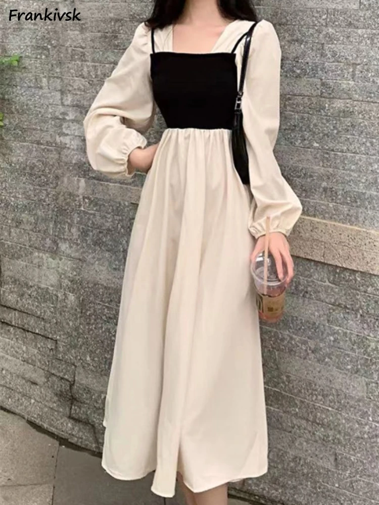 Dress Women Elegant Spliced Square Collar Autumn Folds Trendy Retro Harajuku Streetwear Holiday Leisure All-match Daily Vestidos
Dress Women Elegant Spliced Square Collar Autumn Folds Trendy Retro Harajuku Streetwear Holiday Leisure All-match Daily Vestidos