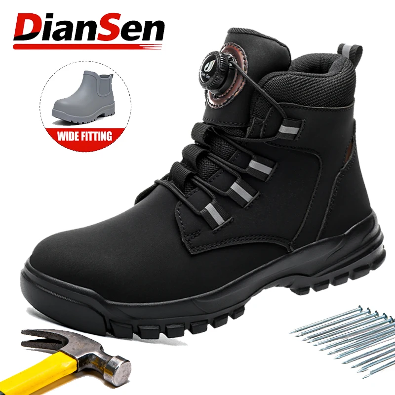 Черные ботинки с поворотной кнопкой Неразрушимая защитная обувь Защитные ботинки со стальным носком Противопрокольная промышленная обувь Высокие кроссовки
Черные ботинки с поворотной кнопкой Неразрушимая защитная обувь Защитные ботинки со стальным носком Противопрокольная промышленная обувь Высокие кроссовки