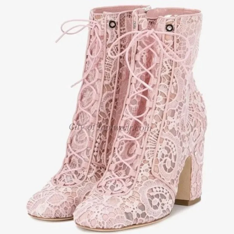 Women‘s pink/black/white lace embroidered chunky heel ankle boots sexy lace up party wedding high heels booties designer shoes
Women‘s pink/black/white lace embroidered chunky heel ankle boots sexy lace up party wedding high heels booties designer shoes
