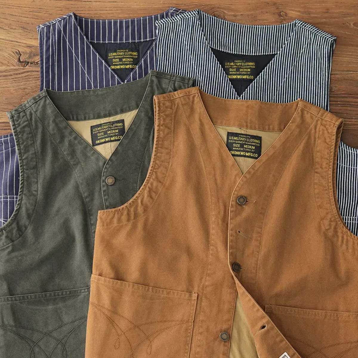 12oz vintage workwear folded waistcoat men May Carby wash cotton multi-pocket denim camisole vest coat
12oz vintage workwear folded waistcoat men May Carby wash cotton multi-pocket denim camisole vest coat