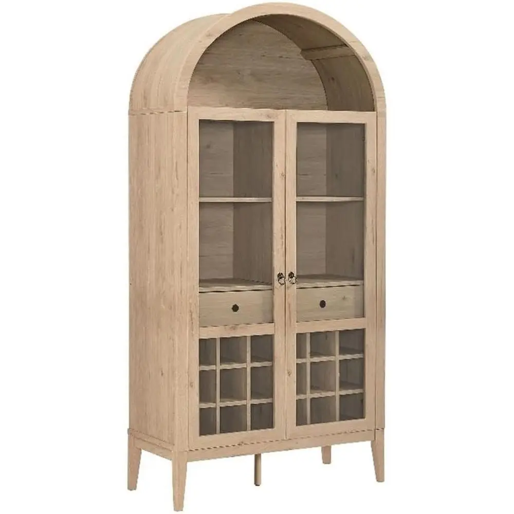 72 Tall Arched Bar Cabinet with Light Oak Grain, Glass Door & Wine Rack - Large Storage for Dining or Living Room
72 Tall Arched Bar Cabinet with Light Oak Grain, Glass Door & Wine Rack - Large Storage for Dining or Living Room