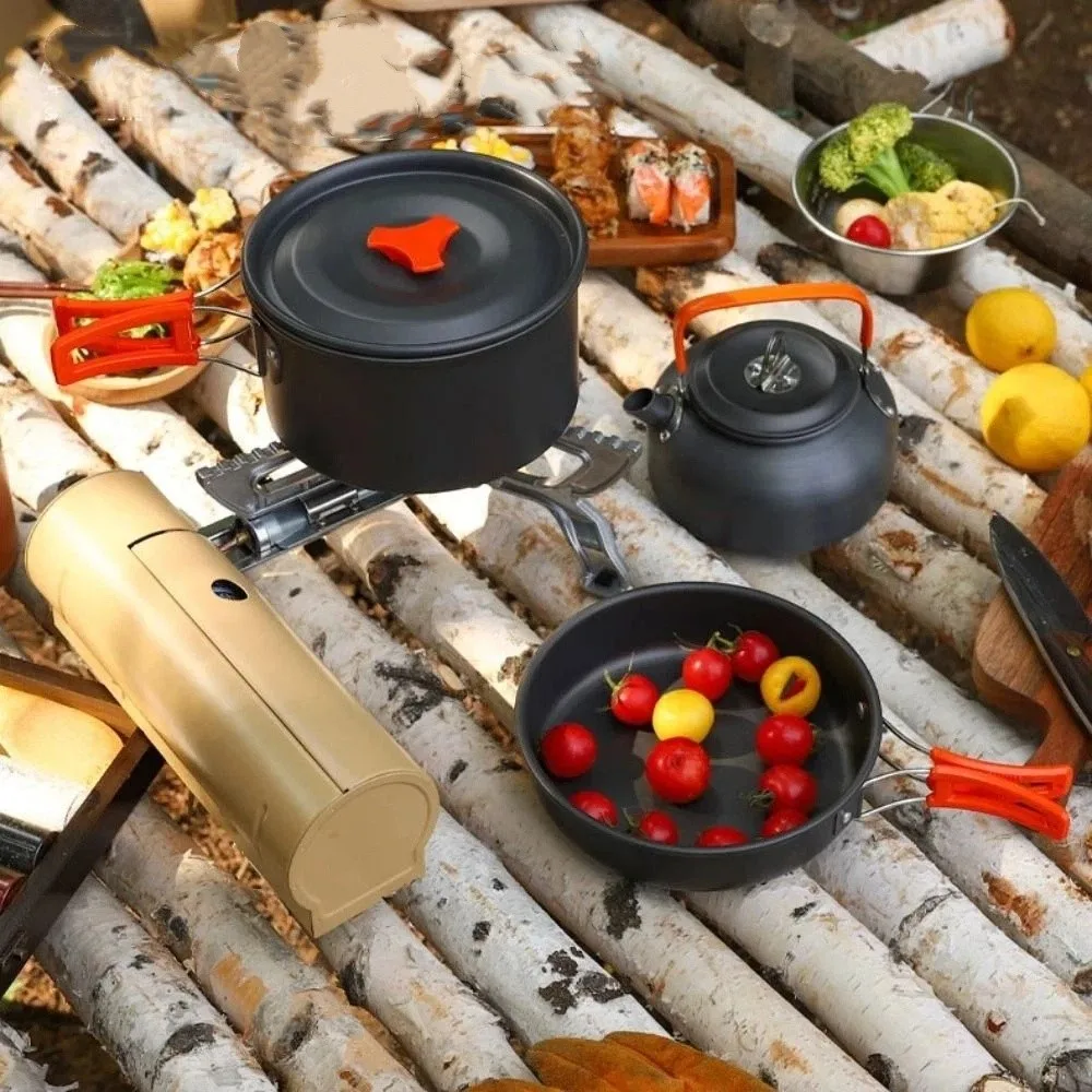 Teapot Combination Camping Tableware Kettle Frying Pan Outdoor Cookware Set Heat-resistant Non Stick Picnic Pot Set
Teapot Combination Camping Tableware Kettle Frying Pan Outdoor Cookware Set Heat-resistant Non Stick Picnic Pot Set