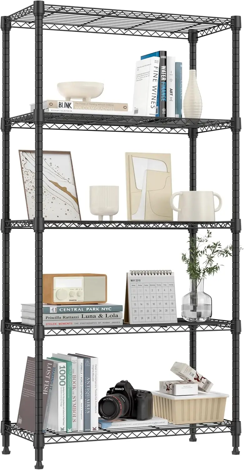 Heavy Duty 5-Tier Metal Storage Shelves, 1250 lbs Capacity, Adjustable Wire Rack for Garage, Kitchen, Bathroom, Laundry, Black, 13.8"D x 29.5"W x 59.5"H
Heavy Duty 5-Tier Metal Storage Shelves, 1250 lbs Capacity, Adjustable Wire Rack for Garage, Kitchen, Bathroom, Laundry, Black, 13.8"D x 29.5"W x 59.5"H