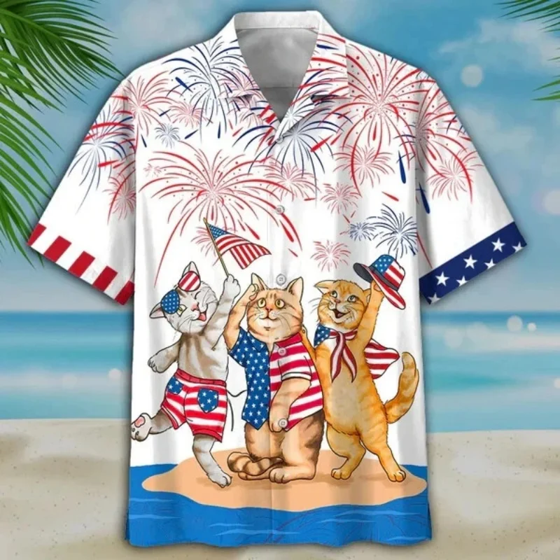Independence Day Pattern Hawaiian Shirt For Men America Cat Dog 3D Printed Short Sleeve Blouse Summer Casual Loose Aloha Shirts
Independence Day Pattern Hawaiian Shirt For Men America Cat Dog 3D Printed Short Sleeve Blouse Summer Casual Loose Aloha Shirts