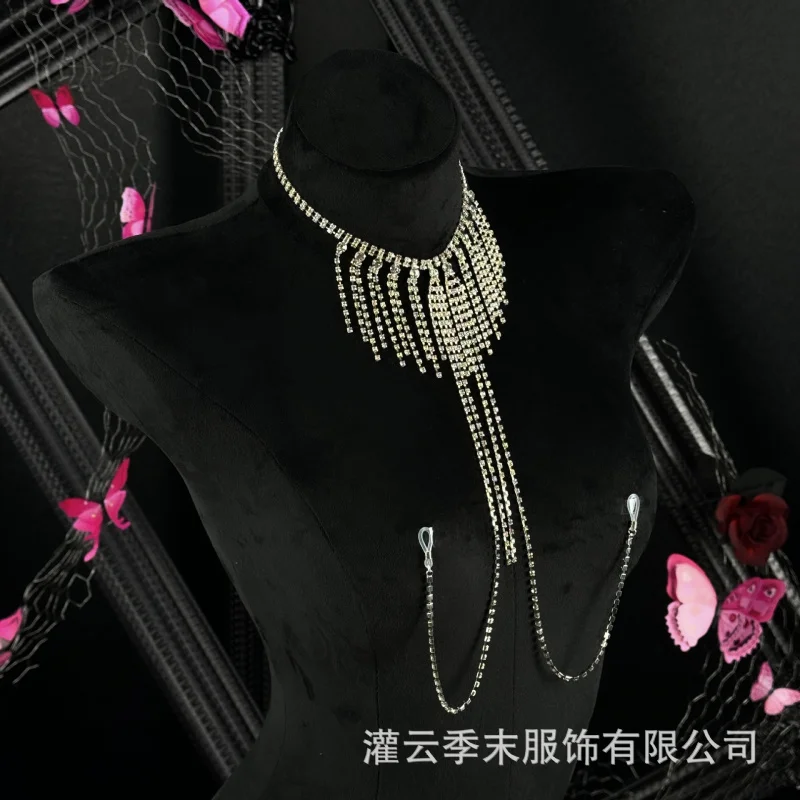 Shiny Rhinestone Tassel Bikini Body Chain Necklace Women'S Chest Chain Accessory
Shiny Rhinestone Tassel Bikini Body Chain Necklace Women'S Chest Chain Accessory