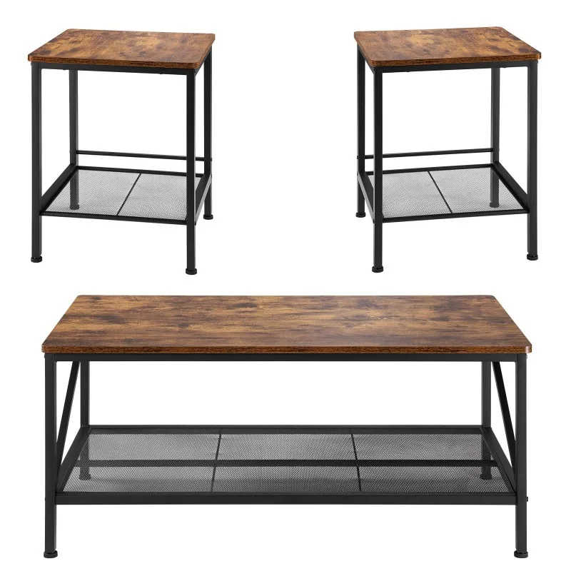 3-piece living room table set, (105 cm long) industrial coffee table with 2 square side tables (45 cm long), sofa table sets with metal legs, nesting tables for office, living room, apartment
3-piece living room table set, (105 cm long) industrial coffee table with 2 square side tables (45 cm long), sofa table sets with metal legs, nesting tables for office, living room, apartment