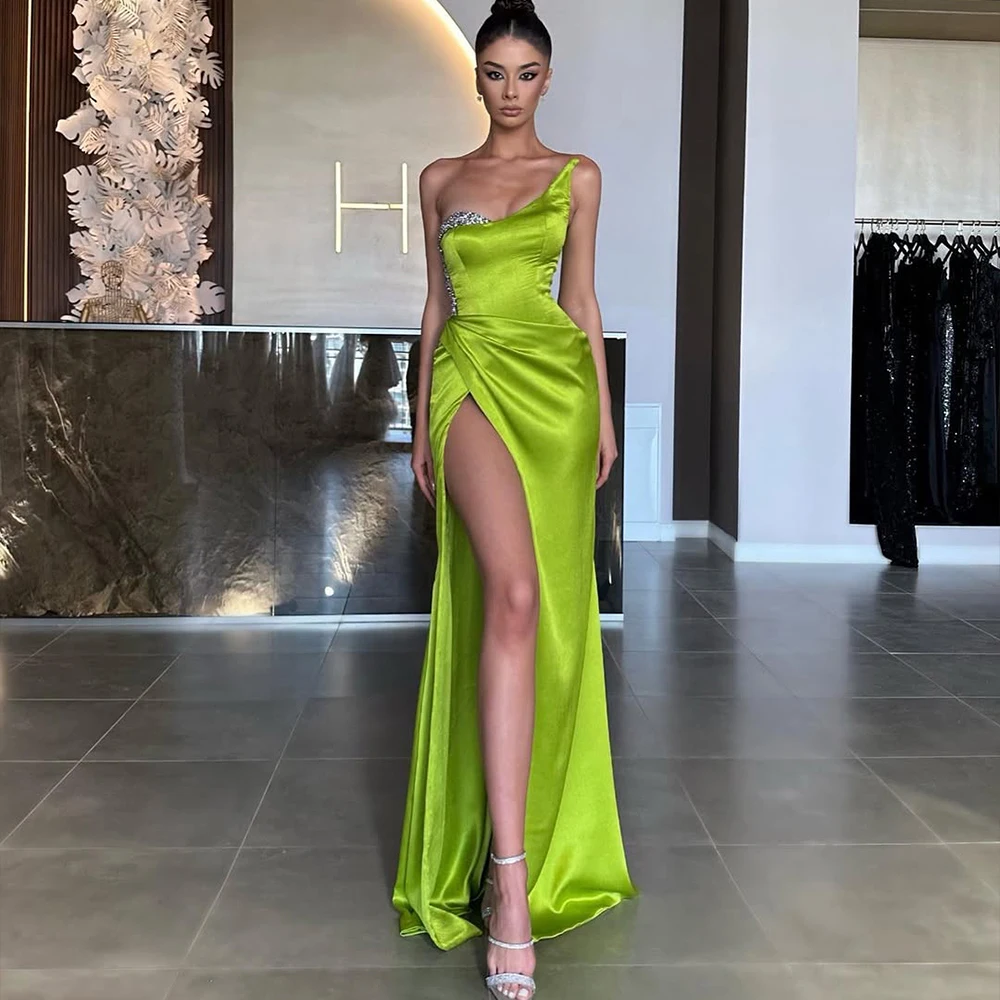Satin One Shoulder Evening Dresses Said High Slit Beaded Mermaid Prom Dress Formal Occasion Gala Dinner Party Gown Customized
Satin One Shoulder Evening Dresses Said High Slit Beaded Mermaid Prom Dress Formal Occasion Gala Dinner Party Gown Customized