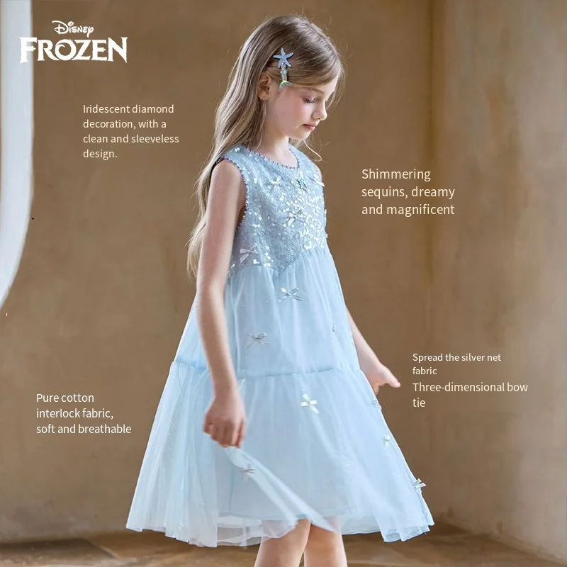 Disney Summer Pure Cotton Dress New Fashion Sweet Girl Breathable Yarn Skirt Sequins Butterfly Knot Cartoon Elsa Princess Dress
Disney Summer Pure Cotton Dress New Fashion Sweet Girl Breathable Yarn Skirt Sequins Butterfly Knot Cartoon Elsa Princess Dress