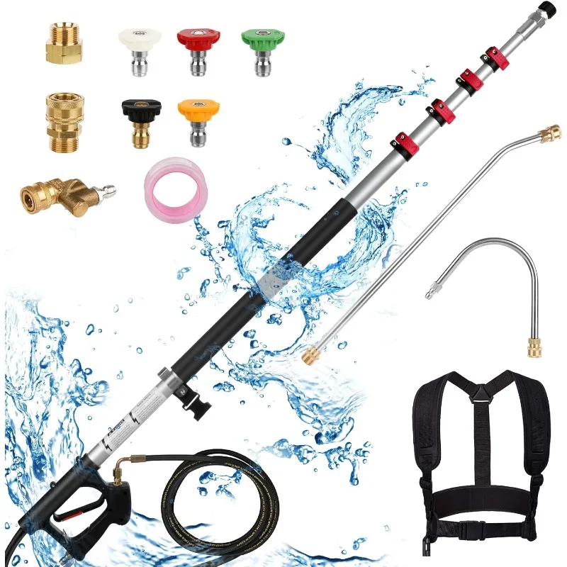 24 FT Pressure Washer Extension Wand, Extension Pole for Pressure Washer with Gutter Extension, and 5 Spray Nozzle Tips for
24 FT Pressure Washer Extension Wand, Extension Pole for Pressure Washer with Gutter Extension, and 5 Spray Nozzle Tips for