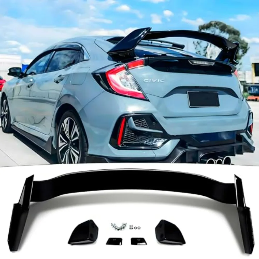 Rear spoiler wing for Honda Civic Hatchback 2016-2021: glossy black ABS plastic, duckbill R-style decklid lip, exterior aerodyn
Rear spoiler wing for Honda Civic Hatchback 2016-2021: glossy black ABS plastic, duckbill R-style decklid lip, exterior aerodyn