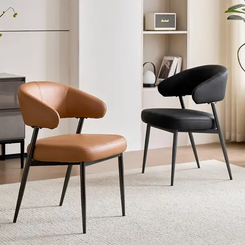 Soft Wraparound Backrest Dining Chairs with Steel Frame Modern Kitchen Dinner Chair Durable Leather Cafe Restaurant Table Chair