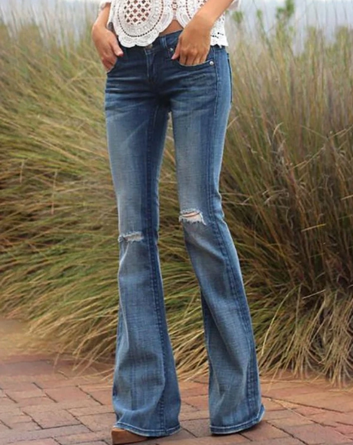 Women Fashion Pants 2024 Spring/summer Latest Ripped Pocket Design Denim Versatile Micro Horn High Waist Tight Flared Pant Jeans
Women Fashion Pants 2024 Spring/summer Latest Ripped Pocket Design Denim Versatile Micro Horn High Waist Tight Flared Pant Jeans