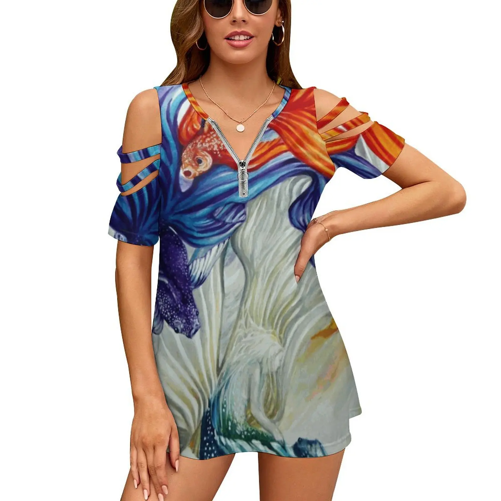 The Flow Fashion Print Women Ladies Girls T-Shirt Harajuku Round Neck Short Sleeve Tops & Tees Watercolor Gold Fish Fish Betas
The Flow Fashion Print Women Ladies Girls T-Shirt Harajuku Round Neck Short Sleeve Tops & Tees Watercolor Gold Fish Fish Betas