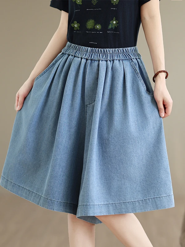 Loose Wide Leg Jeans Shorts Women's Summer New Style Elastic Waist Thin Five-Point Pants Skirt Casual Washed Pure Color Polye...
Loose Wide Leg Jeans Shorts Women's Summer New Style Elastic Waist Thin Five-Point Pants Skirt Casual Washed Pure Color Polye...