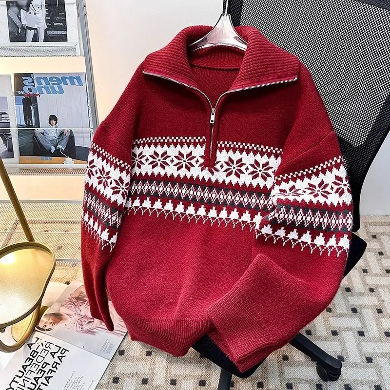 Вязаный свитер Musoom: зимний, в стиле пэчворк, с воротником на молнии, свободный крой, унисекс, из мягкого полиэстера, с длинными рукавами
Вязаный свитер Musoom: зимний, в стиле пэчворк, с воротником на молнии, свободный крой, унисекс, из мягкого полиэстера, с длинными рукавами