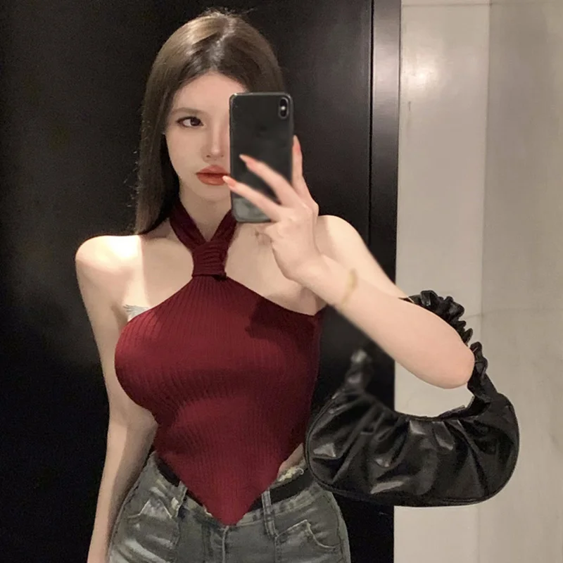 Summer Knit Sleeveless Halter Tops Women Basic Solid Slim Sexy Crop Tops Turtleneck Ribbed Vest Y2K Harajuku Tank Tops
Summer Knit Sleeveless Halter Tops Women Basic Solid Slim Sexy Crop Tops Turtleneck Ribbed Vest Y2K Harajuku Tank Tops
