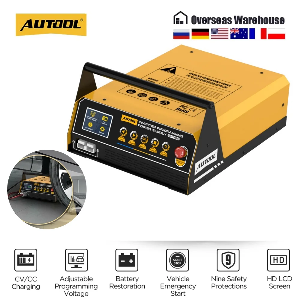 AUTOOL Power Supply & 12V Battey Charger & Car Jump Starter Regulator Voltage Transformer 400A Programming Adjustable Charging Current Voltage, for Lead-Acid Battery EM365
AUTOOL Power Supply & 12V Battey Charger & Car Jump Starter Regulator Voltage Transformer 400A Programming Adjustable Charging Current Voltage, for Lead-Acid Battery EM365