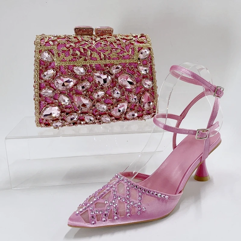 INSIGHTLINK Pink Color Gems High Heeled Sandals And Bags for Ladies Brand Designer Party Prom Stilettos Pointed Crystals Shoes
INSIGHTLINK Pink Color Gems High Heeled Sandals And Bags for Ladies Brand Designer Party Prom Stilettos Pointed Crystals Shoes
