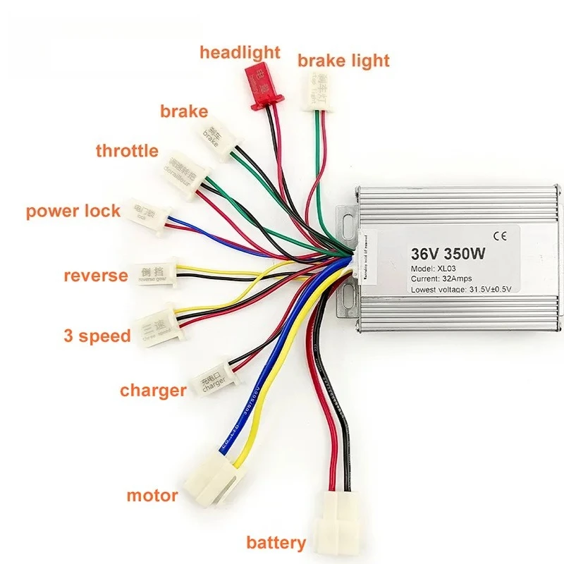 Electric bicycle battery car with reversing three-speed brush controller
Electric bicycle battery car with reversing three-speed brush controller