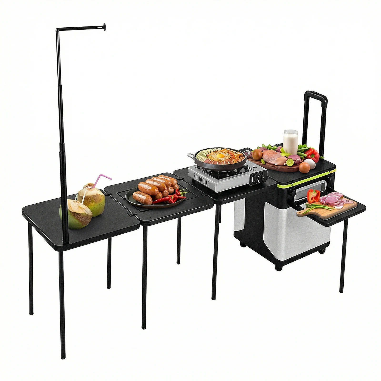 Multifunctional Outdoor Side Table with Wheels Outdoor Kitchen Island with Light Poles for Picnic Party Beach BBQ Cooking Indoor
Multifunctional Outdoor Side Table with Wheels Outdoor Kitchen Island with Light Poles for Picnic Party Beach BBQ Cooking Indoor