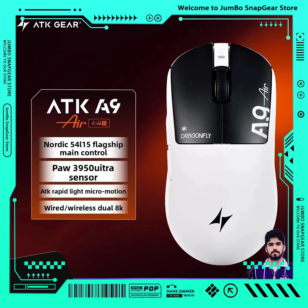 New ATK A9 Air Ultimate Gaming Mouse Wireless Bluetooth Lightweight PAW3950 Ultra Dual 8K Esports Mouse FPS Gaming Accessories
New ATK A9 Air Ultimate Gaming Mouse Wireless Bluetooth Lightweight PAW3950 Ultra Dual 8K Esports Mouse FPS Gaming Accessories