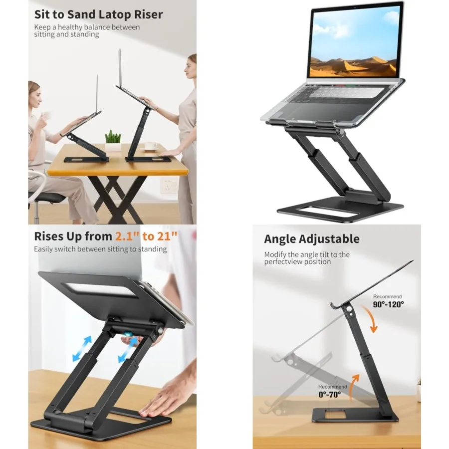 Laptop Stand for Desk Adjustable Height, Telescopic Computer Stand with Pull Out Design Ergonomic Laptop Riser Fits All Laptops 10-17"-Black
Laptop Stand for Desk Adjustable Height, Telescopic Computer Stand with Pull Out Design Ergonomic Laptop Riser Fits All Laptops 10-17"-Black