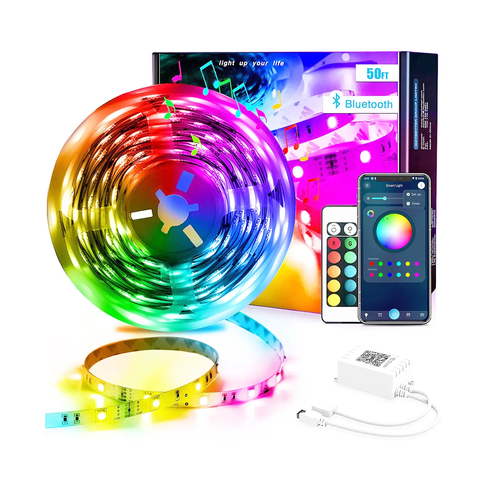 50ft 15M 5050 RGB Flexible Smart LED Strip Light 12V Christmas Festival Holiday Interior House Decoration APP Light Strings
50ft 15M 5050 RGB Flexible Smart LED Strip Light 12V Christmas Festival Holiday Interior House Decoration APP Light Strings
