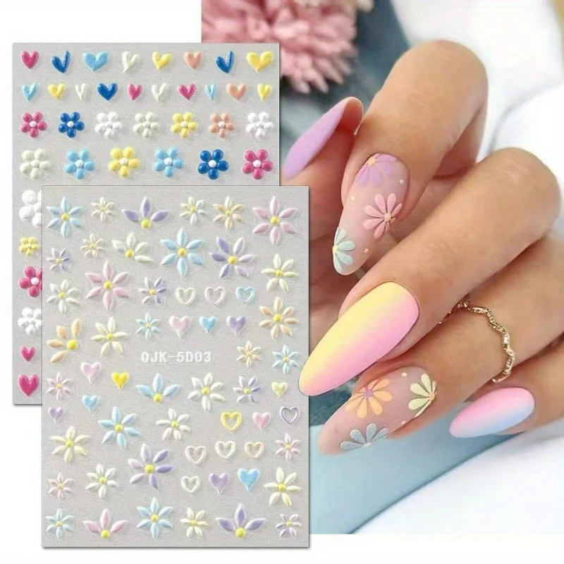 4 Pcs Colorful Floral Nail Decals,Pastel 5D Flower & Heart Nail Stickers, Professional Supplies for Valentine's Day Gift
4 Pcs Colorful Floral Nail Decals,Pastel 5D Flower & Heart Nail Stickers, Professional Supplies for Valentine's Day Gift