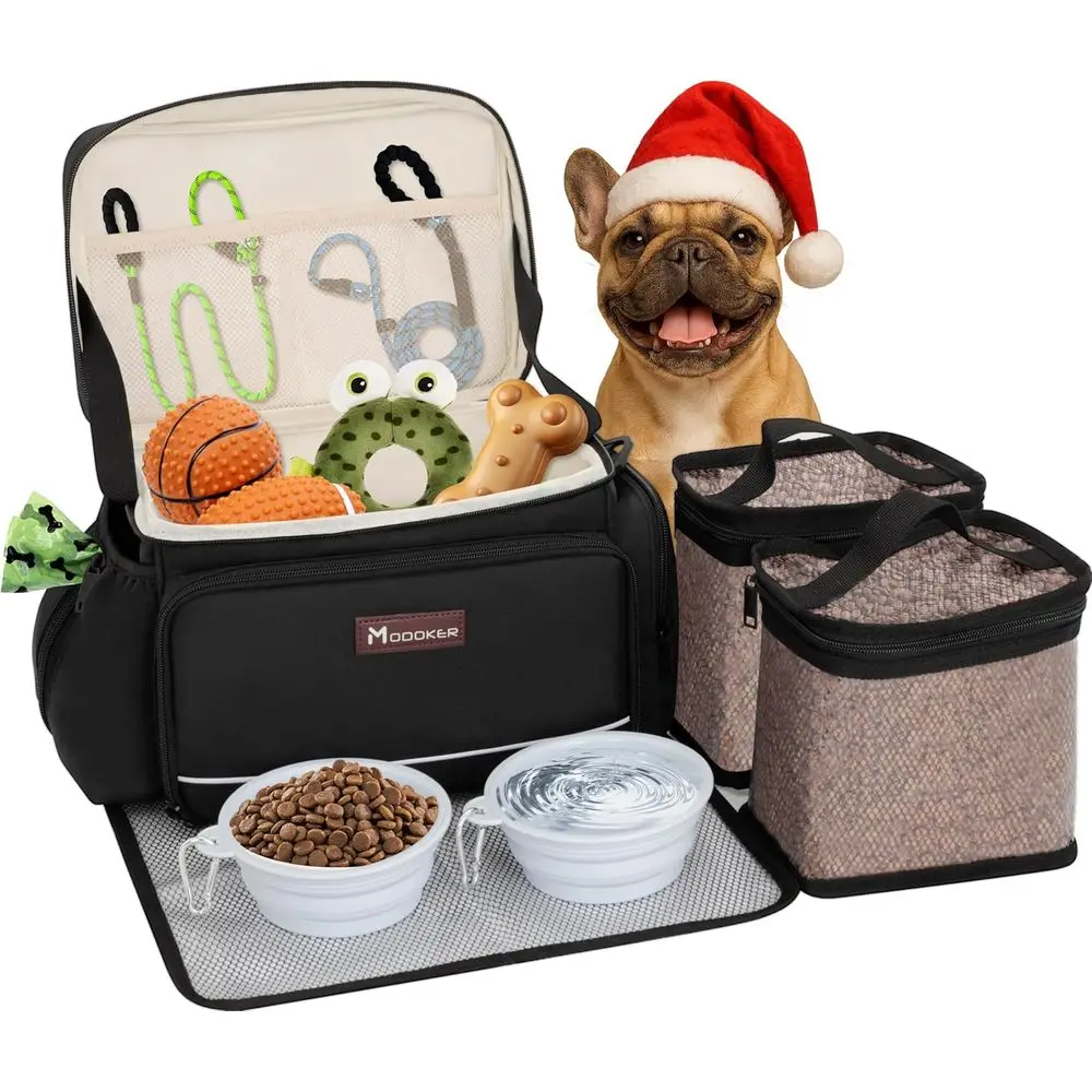Airline Approved Pet Tote Organizer for Travel with 2 Bowls, 2 Food Containers & Feeding Mat
Airline Approved Pet Tote Organizer for Travel with 2 Bowls, 2 Food Containers & Feeding Mat