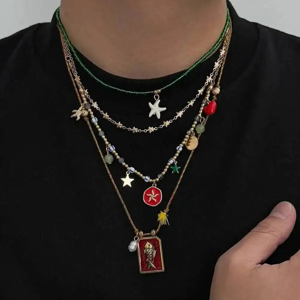 KunJoe 4Pcs/Set Bohemian Multilayer Necklace Imitate Enamel Fish Charm Colorful Beads Elegant Women Long Choker Vacation Jewelry
KunJoe 4Pcs/Set Bohemian Multilayer Necklace Imitate Enamel Fish Charm Colorful Beads Elegant Women Long Choker Vacation Jewelry