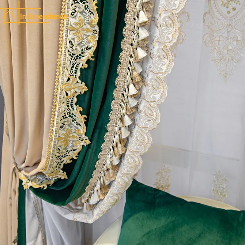 New European style flannel lace with dark green and beige accents highend and atmosphericCurtains for Living dining room bedroom
New European style flannel lace with dark green and beige accents highend and atmosphericCurtains for Living dining room bedroom
