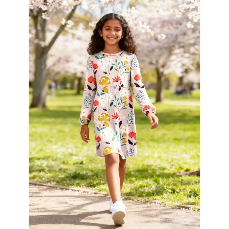 Girls' Small Floral Print Long-Sleeve Dress Casual Fashion Children's Clothing 2026 Trendy Outfit for Kids
Girls' Small Floral Print Long-Sleeve Dress Casual Fashion Children's Clothing 2026 Trendy Outfit for Kids