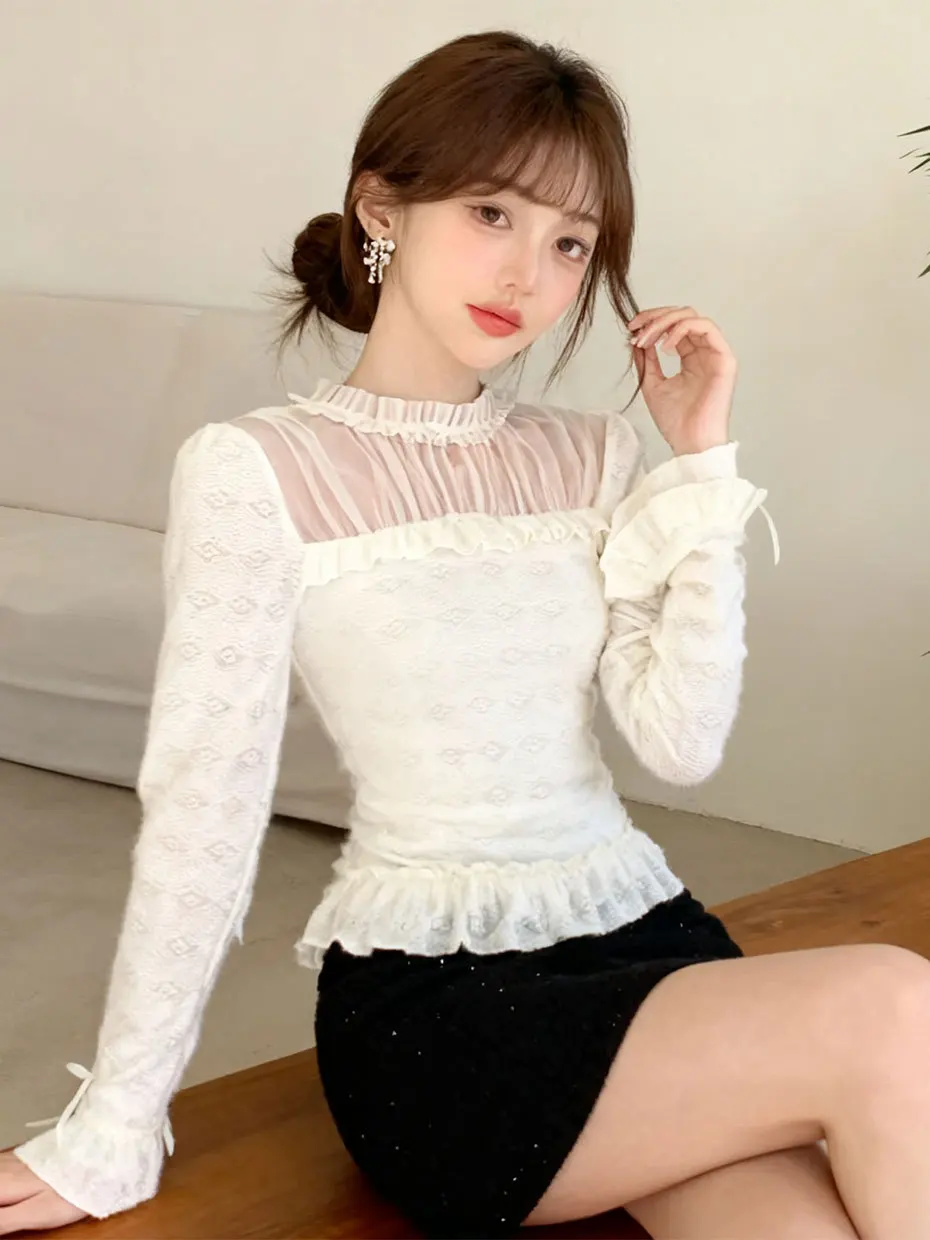 Fleece Lined Velvet Interior Women's Long Sleeve Lace Base Shirt Slim Fit Inner Wear for Winter Fashionable Casual Top
Fleece Lined Velvet Interior Women's Long Sleeve Lace Base Shirt Slim Fit Inner Wear for Winter Fashionable Casual Top