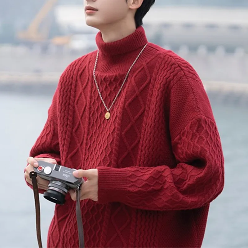 2025 Hot-Selling Autumn Winter New Red Turtleneck Unisex Loose Thickened Korean Style Lazy Retro Cable Knit Sweater
2025 Hot-Selling Autumn Winter New Red Turtleneck Unisex Loose Thickened Korean Style Lazy Retro Cable Knit Sweater